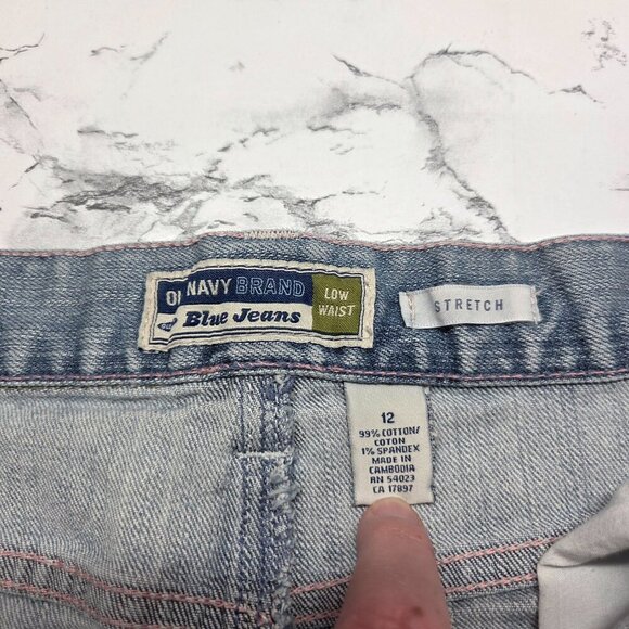 Old Navy Size 12 Y2K Light Wash Denim Blue Low Waist Stretch Jean Skirt - Picture 10 of 11